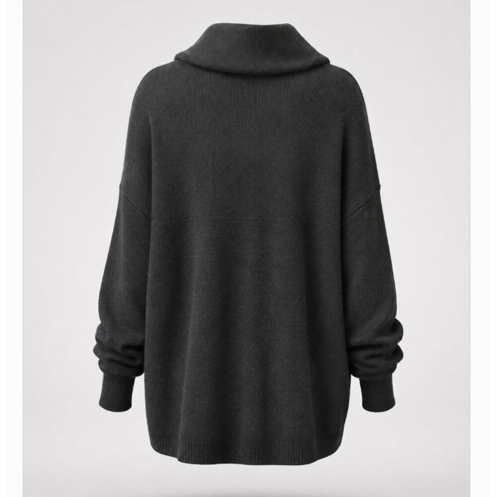 Free People Ottoman Sweater Black Mock Neck Slouchy Tunic Oversized Cozy - Picture 2 of 6